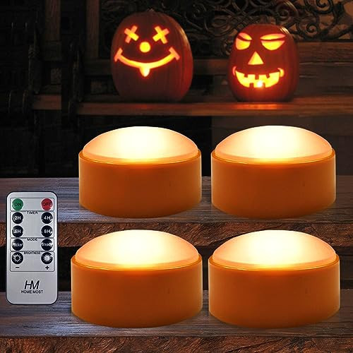 HOME MOST 4-Pack Halloween LED Pumpkin Lights Battery Operated - Orange Pumpkin Lights with Timer and Remote Halloween Decor - Jack-O-Lantern Decoration Outdoor | Amazon (US)