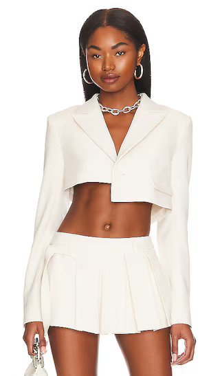Harper Cropped Blazer in Ivory | Revolve Clothing (Global)
