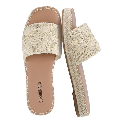 CUSHIONAIRE Bolero Sandals for Women, Woven Raffia Slide with Jute Sole, Floral Straw Detail and ... | Amazon (US)