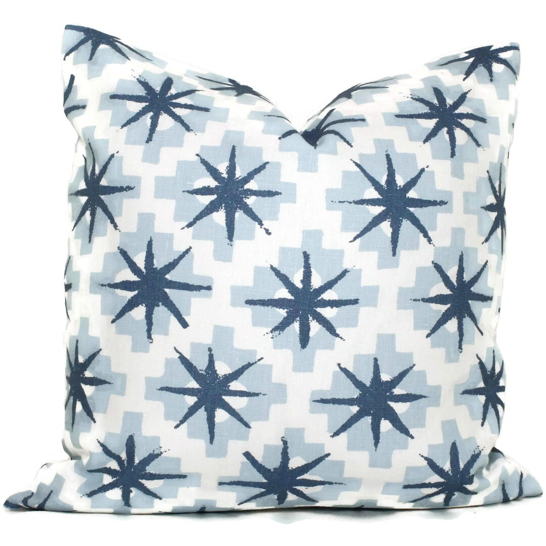 Peter Dunham Blue Starburst Decorative Pillow Cover 18x18, 20x20, 22x22, 24x24, Eurosham or Lumba... | Etsy (Global)