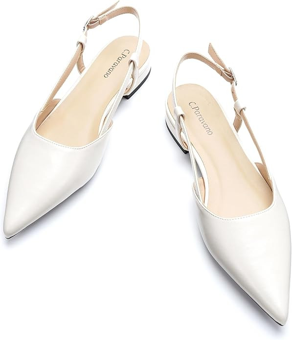 C.Paravano Women's Slingback Flats Pointed Toe Slingback Flats for Women Slingback Sandals Adjust... | Amazon (US)