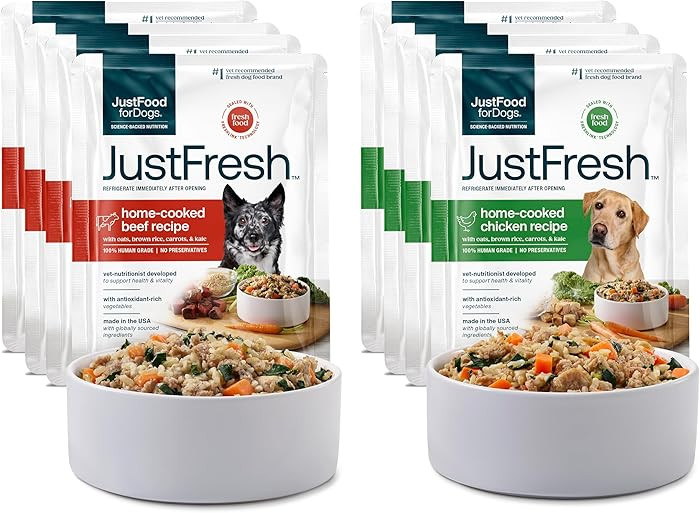 JustFoodForDogs JustFresh Wet Dog Food, Fresh Pet Meals and Toppers with No Preservatives, Reseal... | Amazon (US)