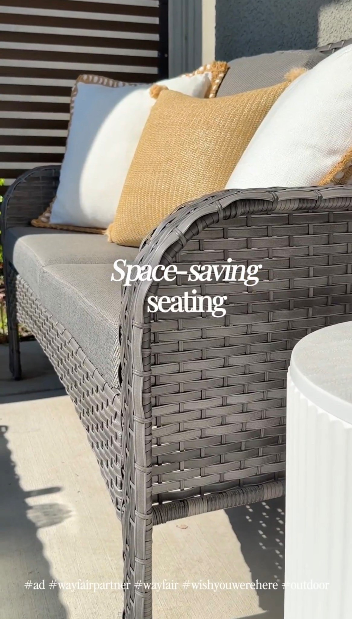 Space-saving seating—compact, comfortable, and perfect for small outdoor spaces.

#ad #wayfair #wayfairpartner #outdoor #wishyouwerehere @Wayfair 

#LTKHome #LTKSeasonal