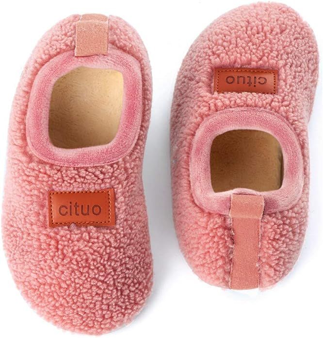 Kids House Slippers Anti-Slip Household Soft Fleece Lined Winter Warm Non-Slip Rubber Sole Shoes ... | Amazon (US)