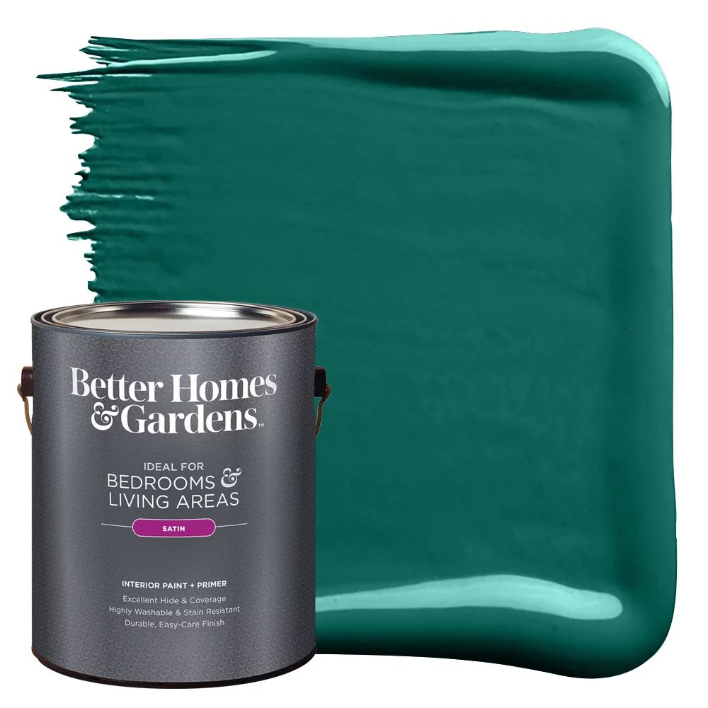Better Homes & Gardens Interior Paint and Primer, Emerald Isle / Green, 1 Gallon, Satin | Walmart (US)