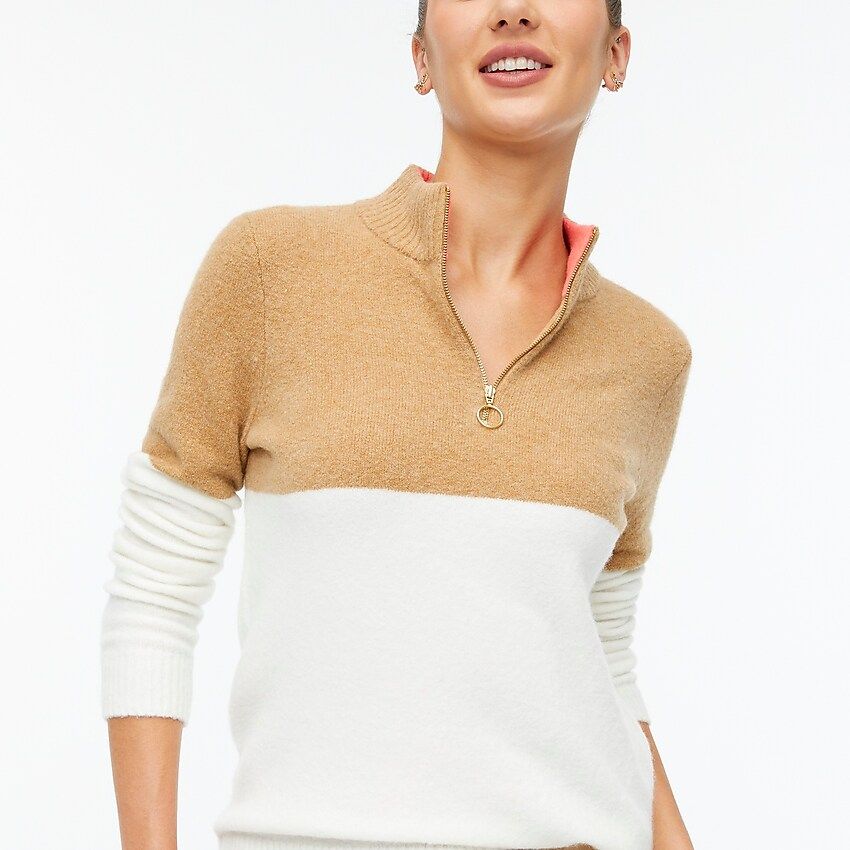 Colorblock zip-up sweater in extra-soft yarn | J.Crew Factory