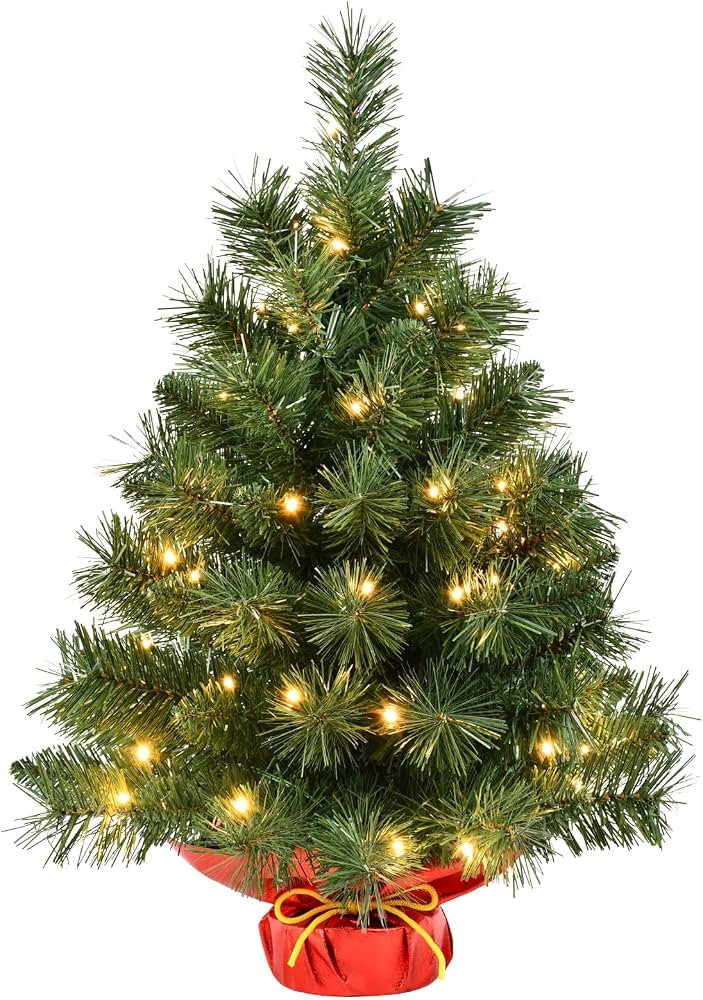 Pre-lit Artificial Mini Christmas Tree | Leeheeyee 2ft Tabletop Christmas Tree with 50 LED Lights... | Amazon (US)