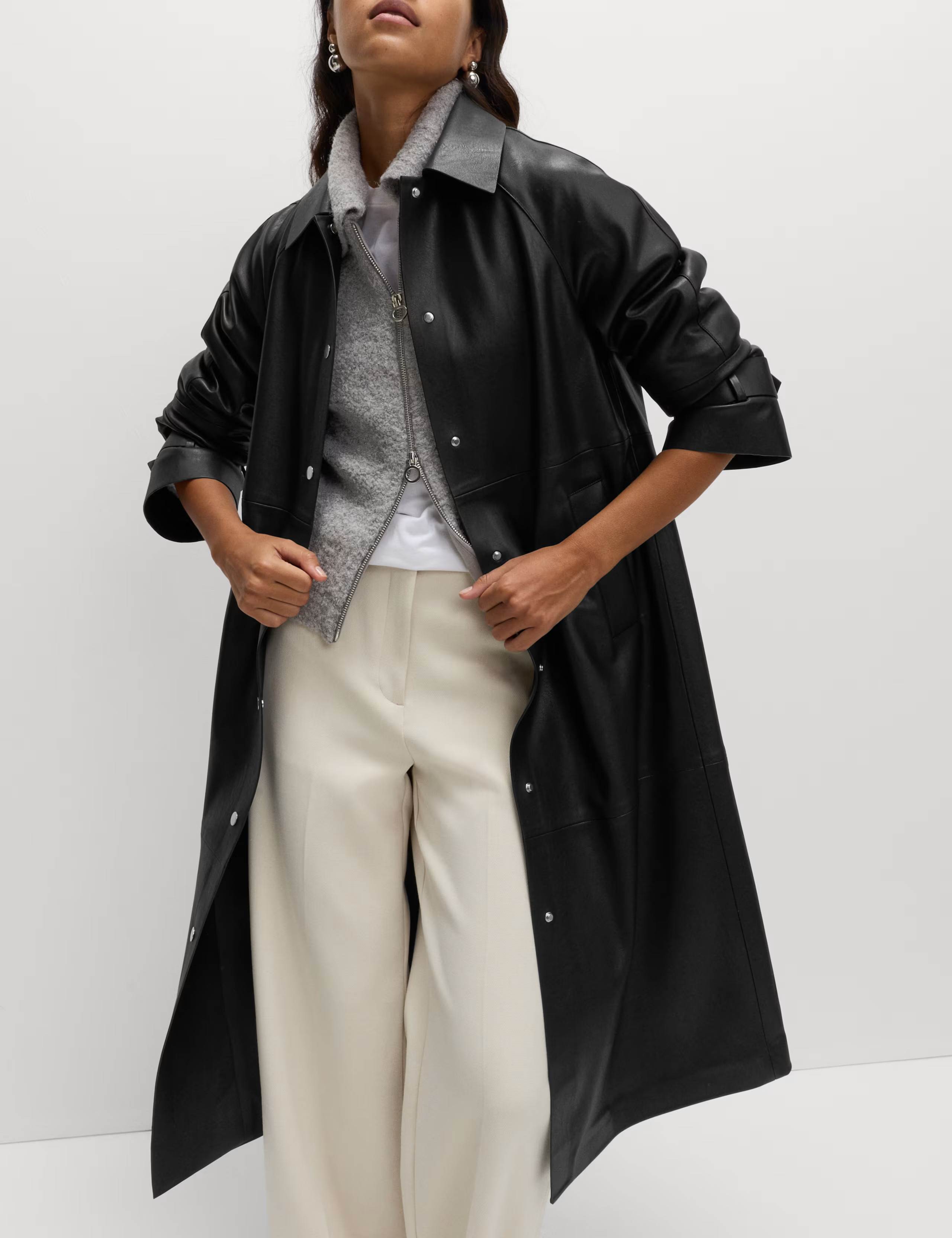 Faux Leather Collared Longline Car Coat | Marks & Spencer (UK)