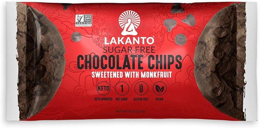Lakanto Sugar Free Chocolate Chips - Monk Fruit Sweetener and Erythritol, Perfect for Baking, Pan... | Amazon (US)