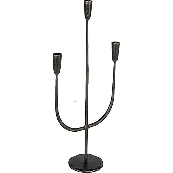 Creative Co-Op Tall Artisanal Metal Candelabra, Black | Amazon (US)