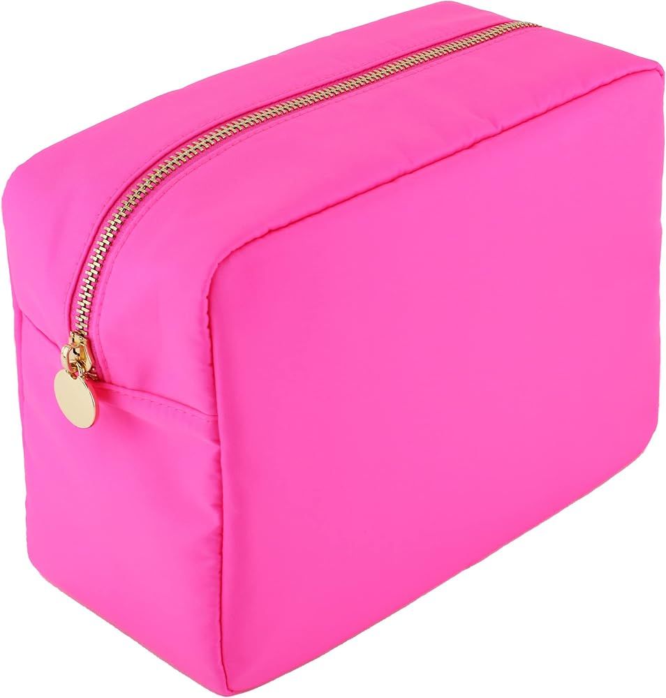 Dancour Large Nylon Makeup Bag Travel Cosmetic Bag Organizer - Big Makeup Pouch Bag with Zipper f... | Amazon (US)