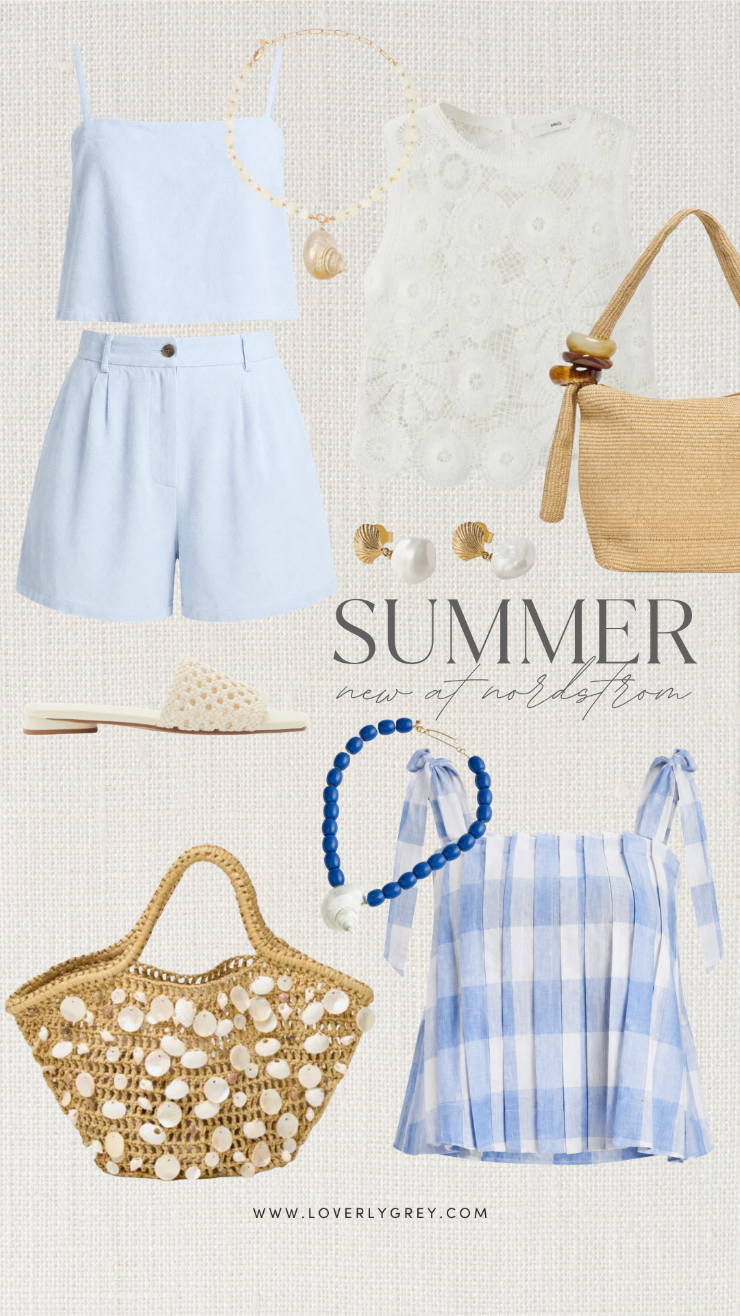 Absolutely loving these gorgeous new Nordstrom arrivals for a classic, chic summer look! From the light blue linen matching set to the prettiest seashell accessories, these pieces are vacation perfection. Loverly grey, Nordstrom finds, summer outfit inspiration, linen matching set, coastal style 

 #LTKgrwm #LTKootd #LTKSeasonal