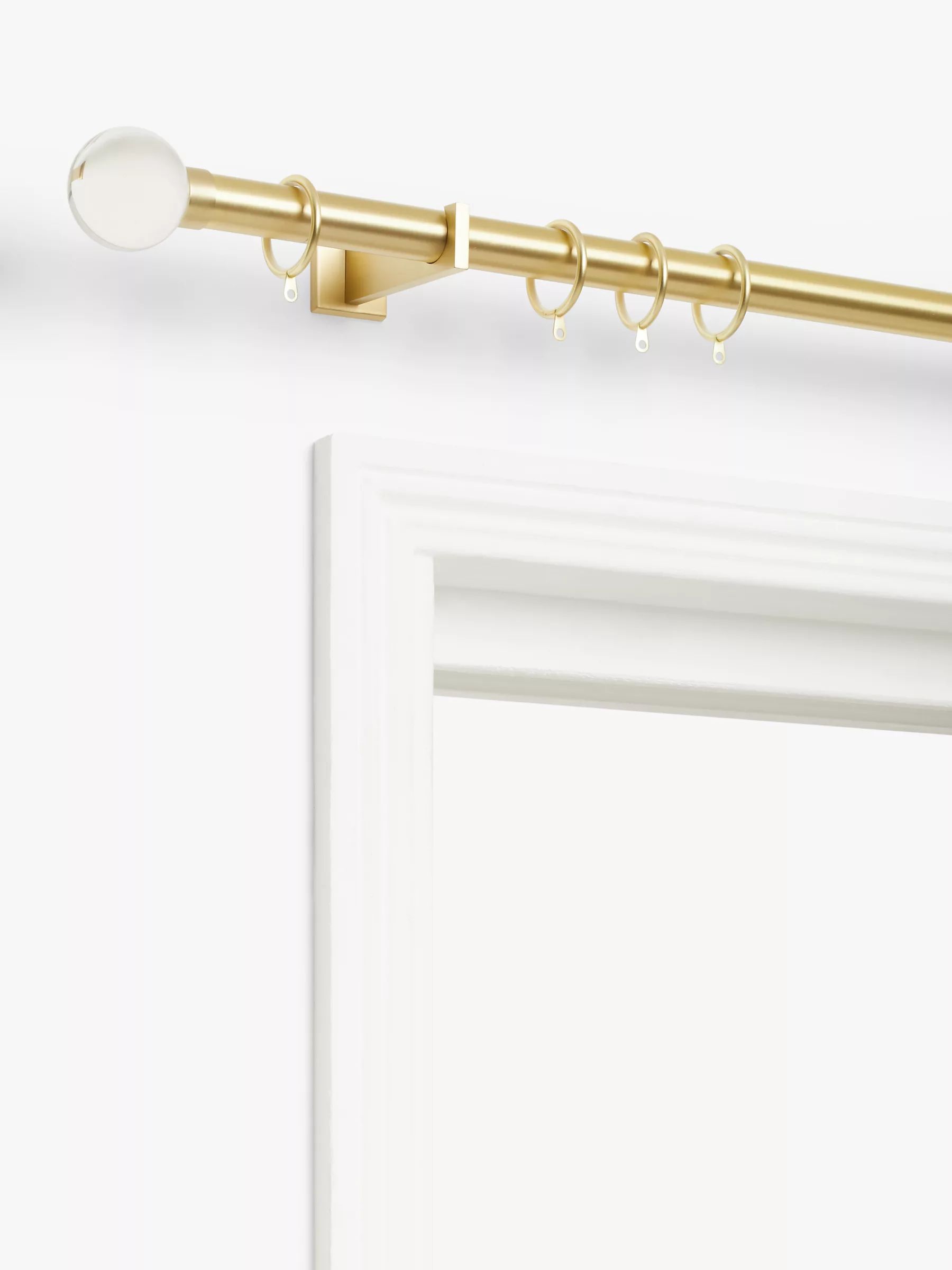 John Lewis & Partners Satin Gold Curtain Pole Kit, Glass Finials, Dia.28mm | John Lewis (UK)
