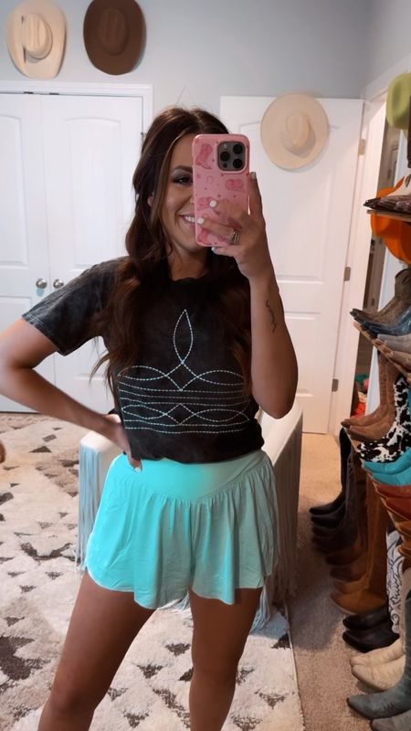 Western style casual outfit - workout shorts - look for less - budget friendly shorts from Amazon - spring summer - travel outfit - how to style tee shirt 

#LTKStyleTip #LTKFindsUnder50 #LTKSaleAlert