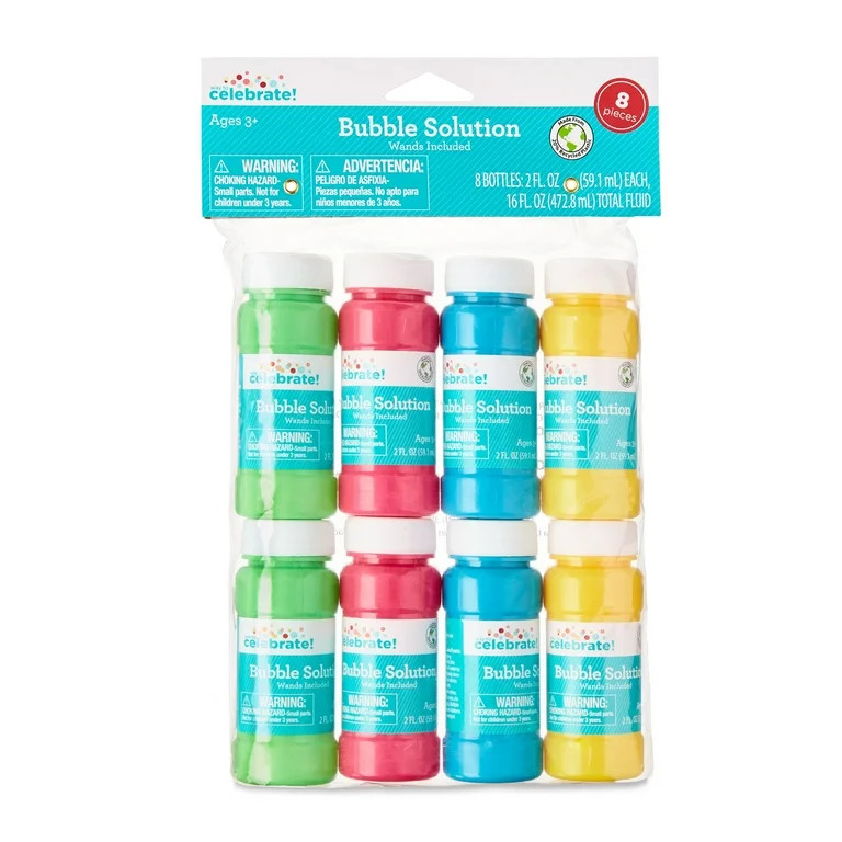Bubble Solutions with Wands, 2 fl oz, 8 Count, Party Favors by Way To Celebrate | Walmart (US)