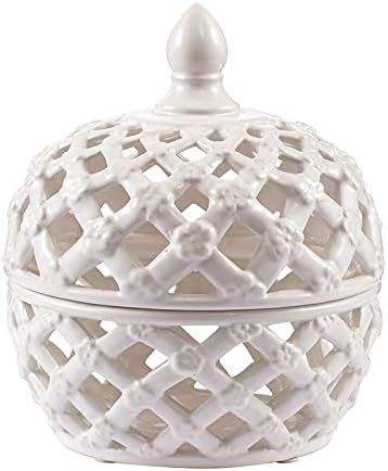 A&B Home Ceramic Lidded Jar White Porcelain Jar Home Décor Tabletop Decorative 8" x 8" x 10" | Amazon (US)