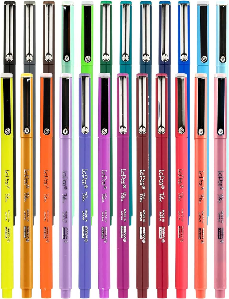 Marvy Uchida Le Pen Flex - 24 Colors - Colored Calligraphy Pens for Journaling - Quick Drying, Sm... | Amazon (US)