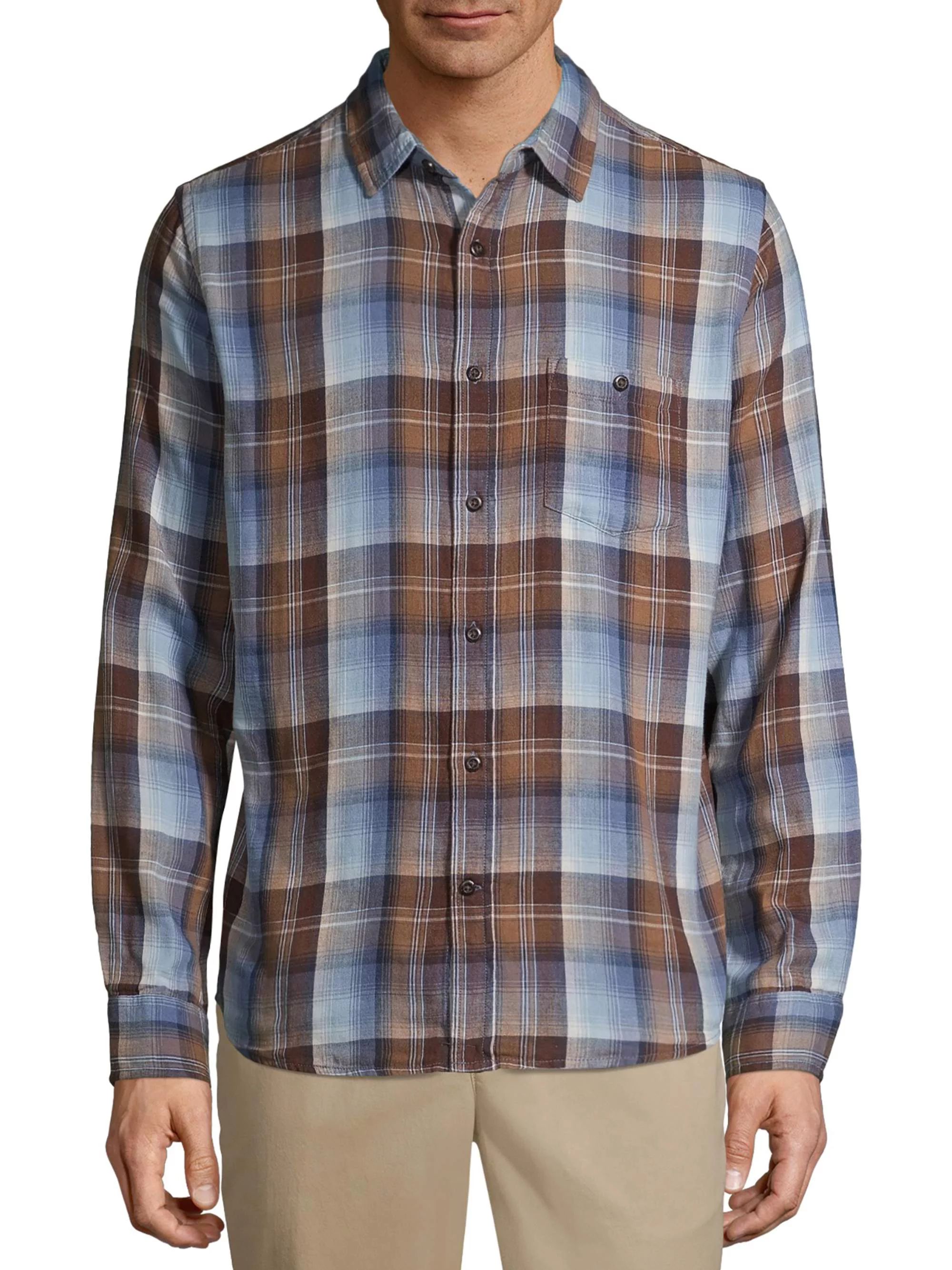 George Men's and Big Men's Long Sleeve Premium Untucked Long Sleeve Shirt - Walmart.com | Walmart (US)