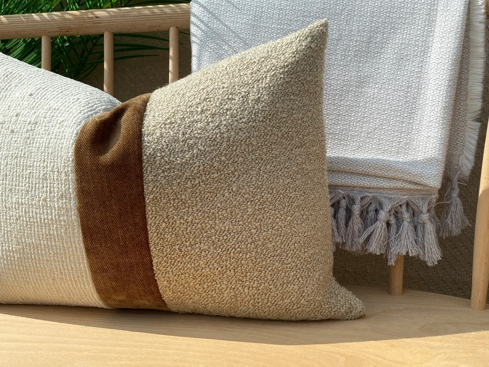Ivory Boho and Beige Boucle Designer Pillowcase, Textured Boucle Pillow Cover, Euro Sham Cover, I... | Etsy (US)