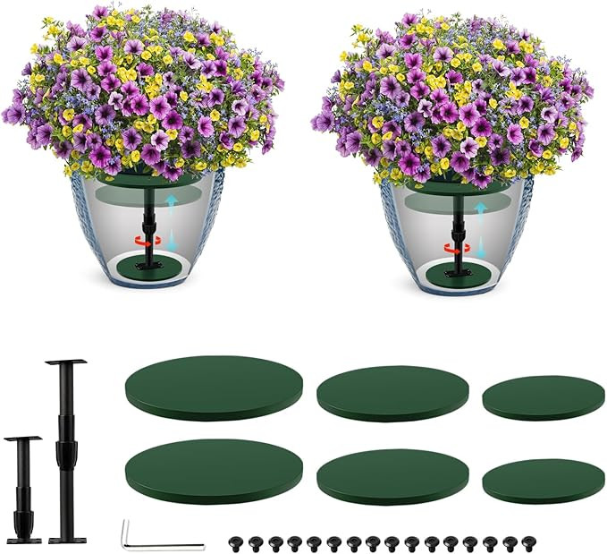 2 Pack Adjustable Height Plant Risers for Inside Pots, 7.5-12" Planter Inserts for Large Pots, Po... | Amazon (US)