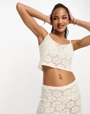 Pieces crochet cami top in white - part of a set | ASOS (Global)