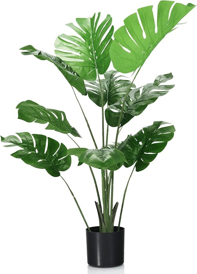 Goplus Artificial Monstera Deliciosa Plant, 4ft Tall Fake Tropical Palm Tree w/10 Pcs Different T... | Amazon (CA)
