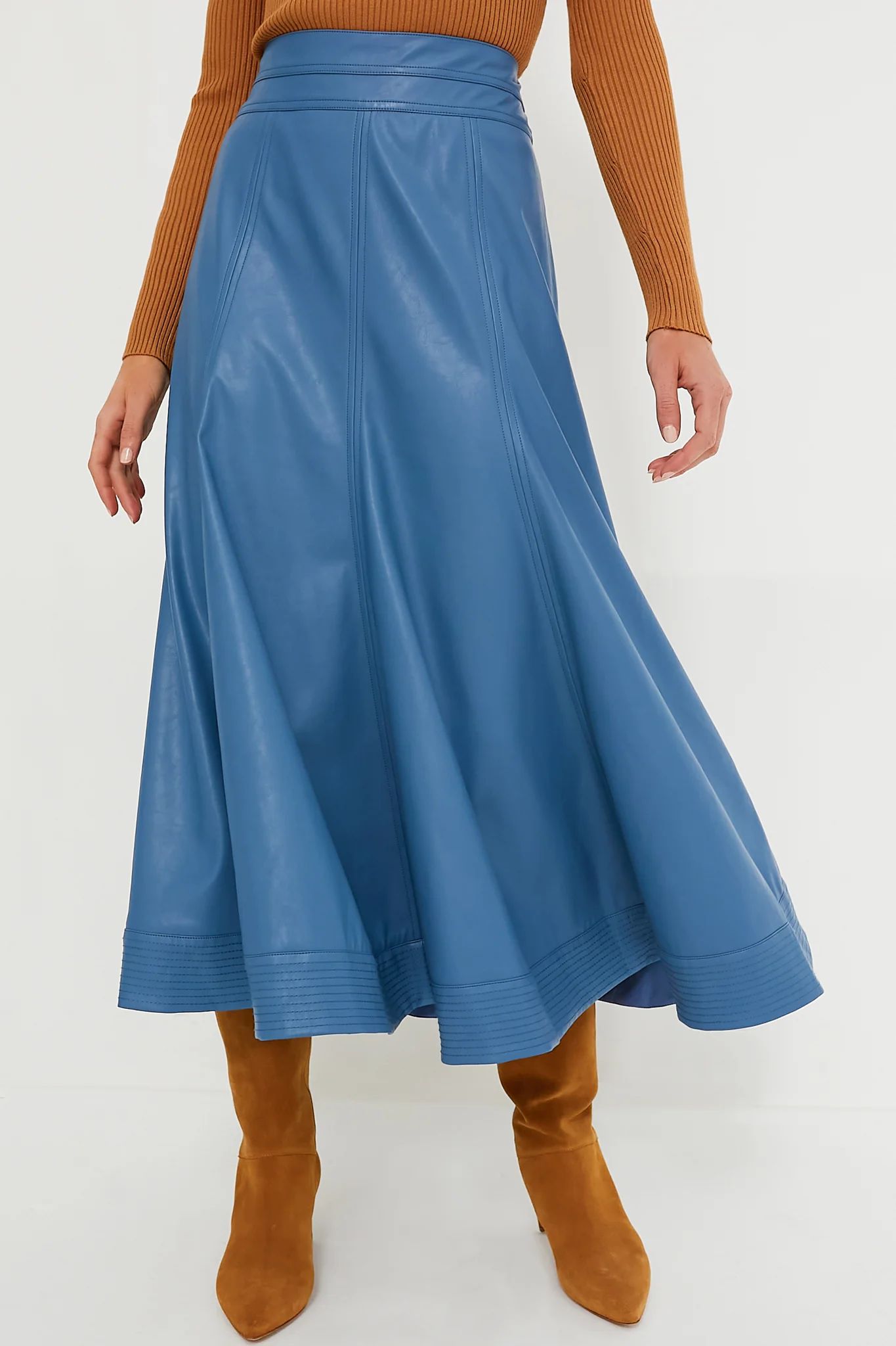 Blue Leather Brynn Skirt | Tuckernuck (US)