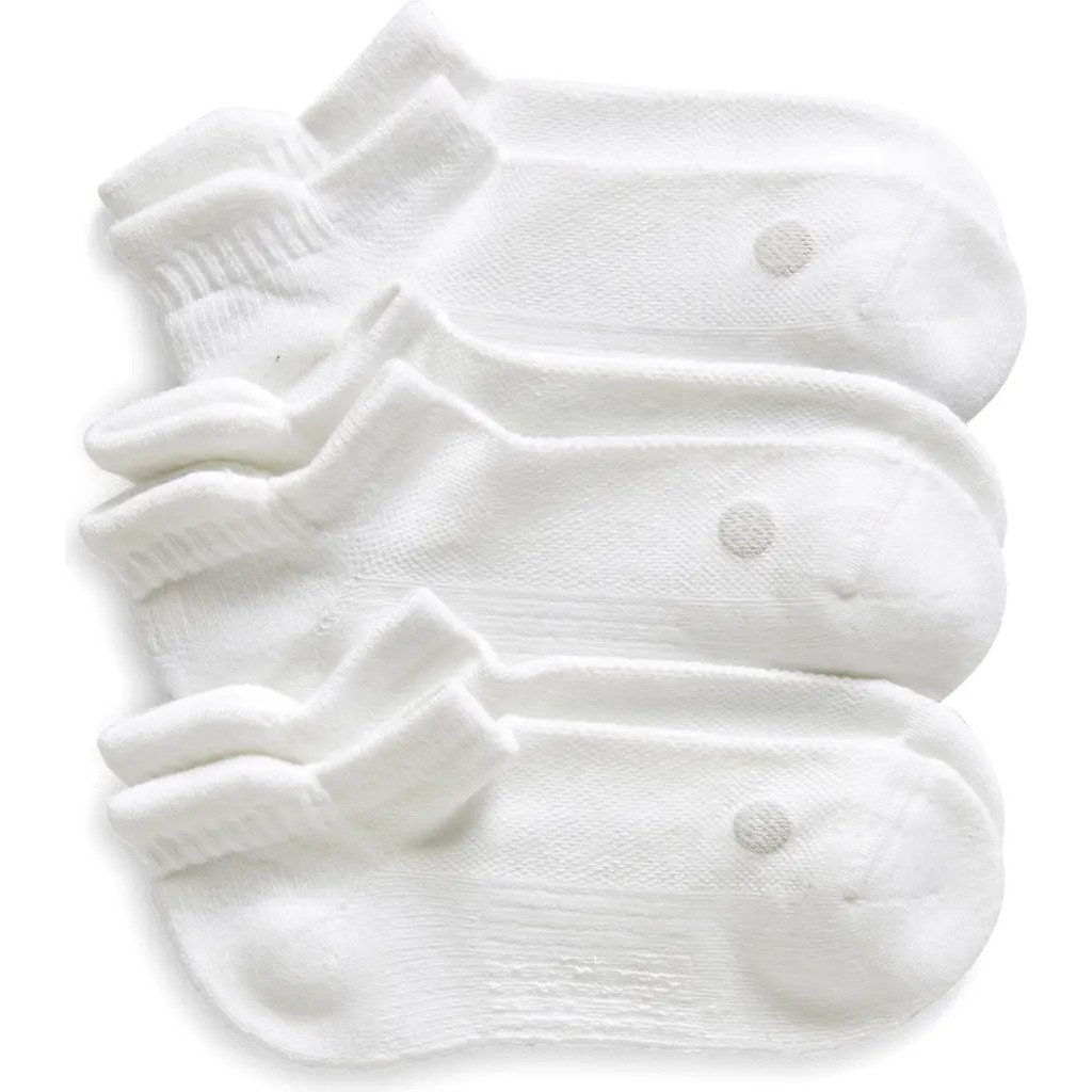 Zella 3-Pack Tab Ankle Socks in White at Nordstrom, Size 6-8.5 | Nordstrom