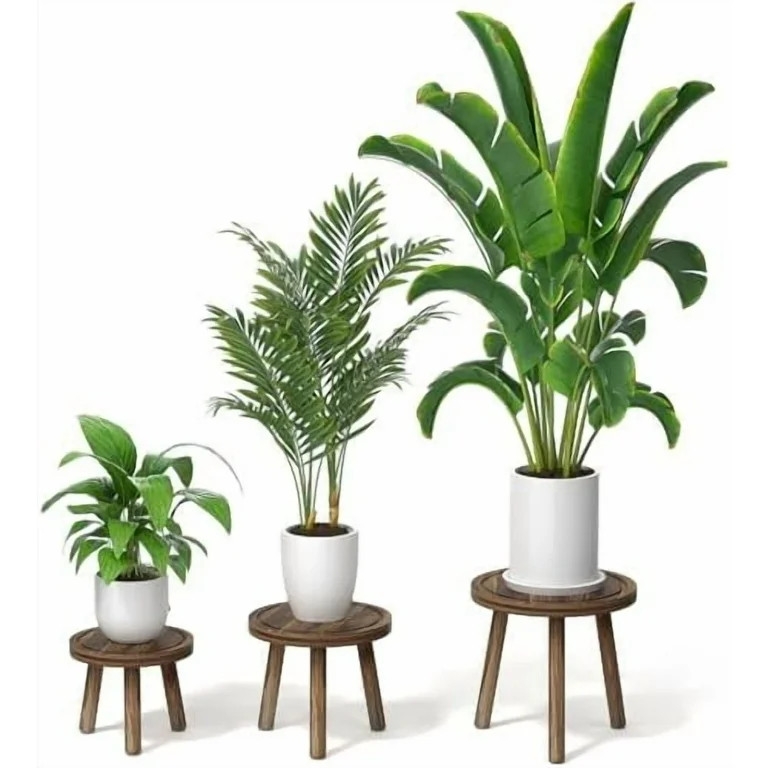 3-Pack Wood Plant Stands Indoor, Single Plant Stand for 6-12 Inch Pots, Mid-Century Modern Tall P... | Walmart (US)