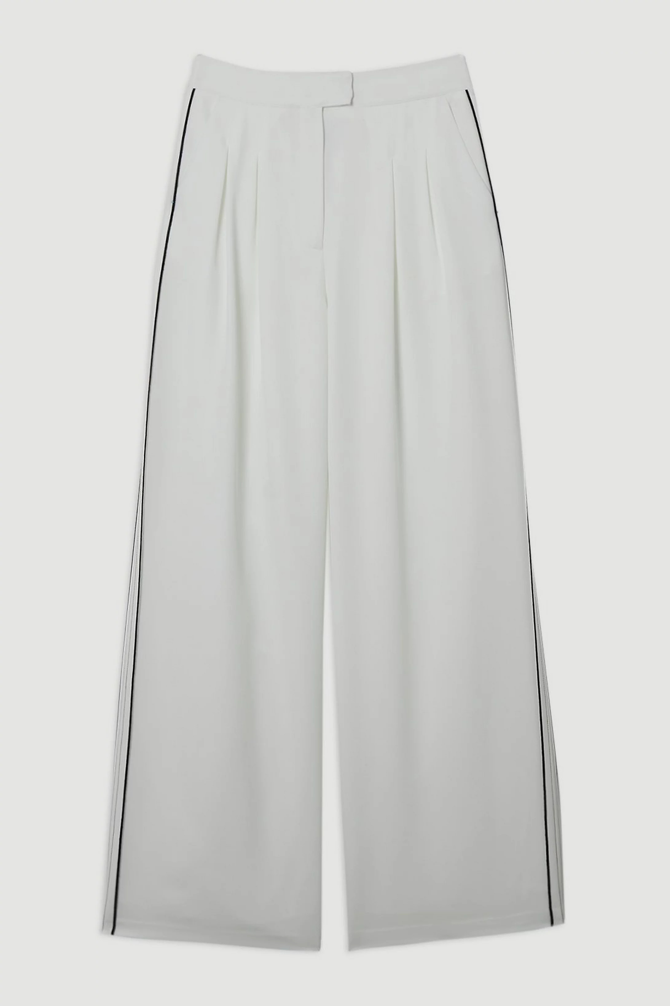 Soft Tailored Contrast Tipped Wide Leg Trouser | Karen Millen UK + IE + DE + NL