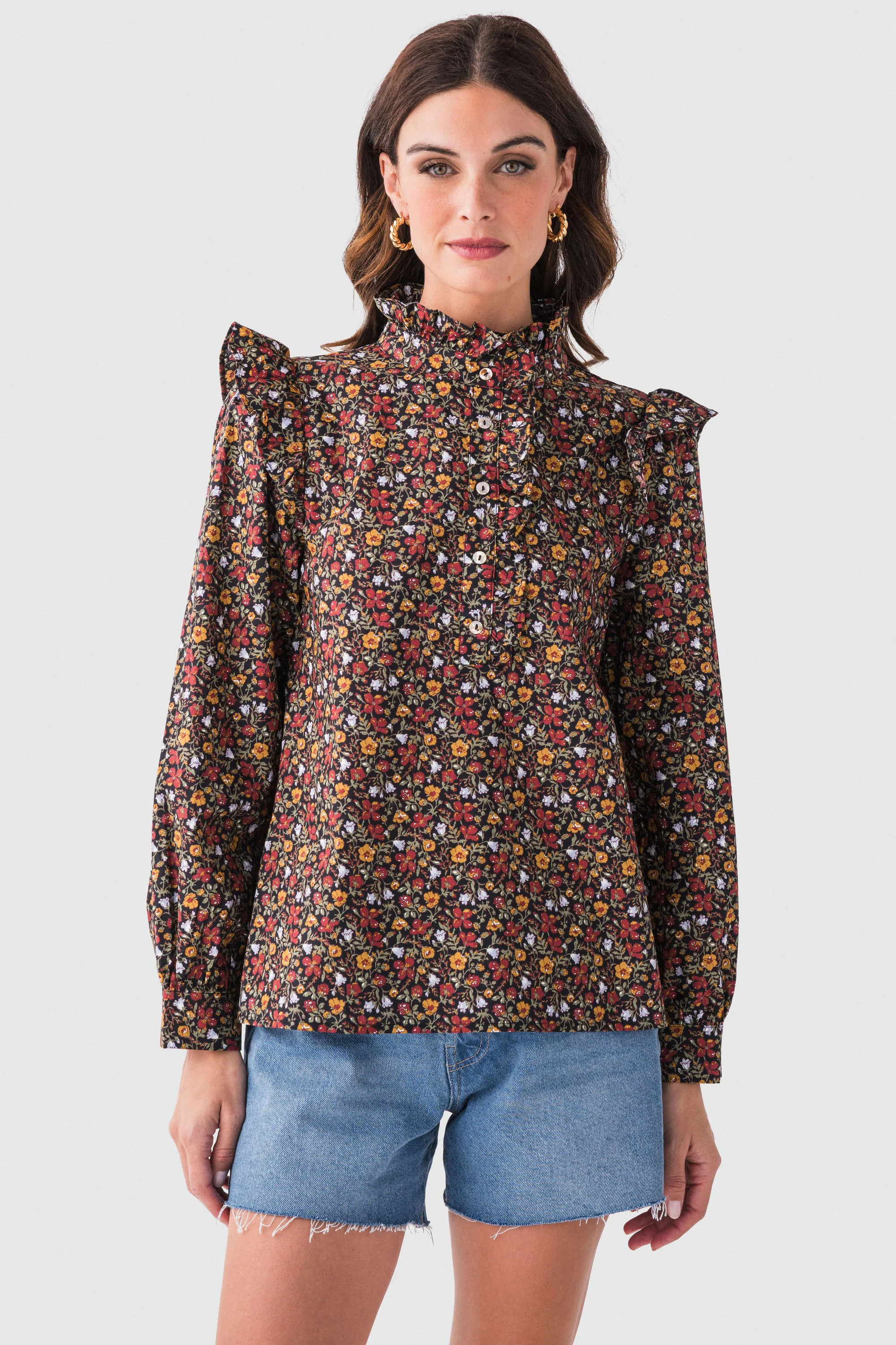 Jodifl Floral Ruffle Detail Top | Social Threads
