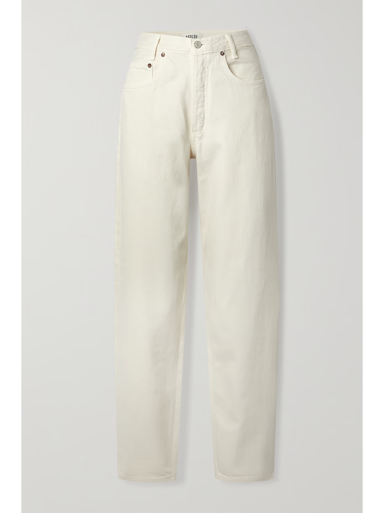 AGOLDE - Tapered Baggy High-rise Jeans - Off-white | NET-A-PORTER (US)