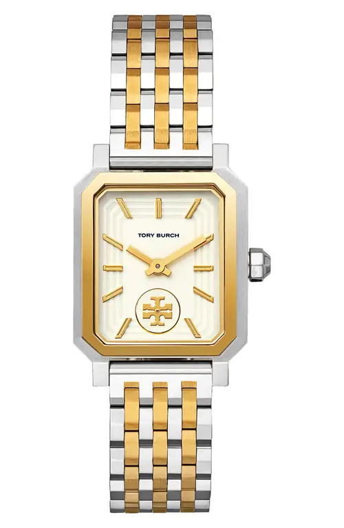 Tory Burch Robinson Mesh Bracelet Watch, 27mm x 29mm in Two Tone Gold at Nordstrom | Nordstrom