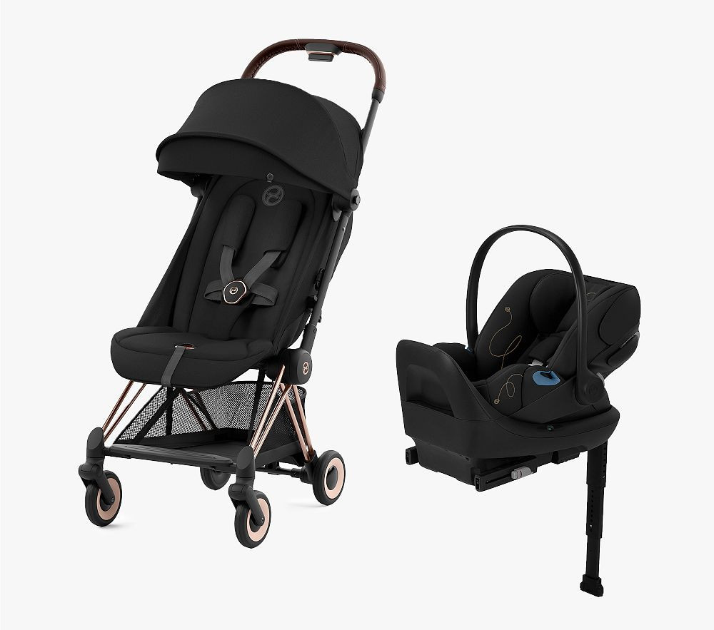 Cybex Coya - Rose Gold Frame with Sepia Black Seat and Cloud G Lux Moon Black | Pottery Barn Kids