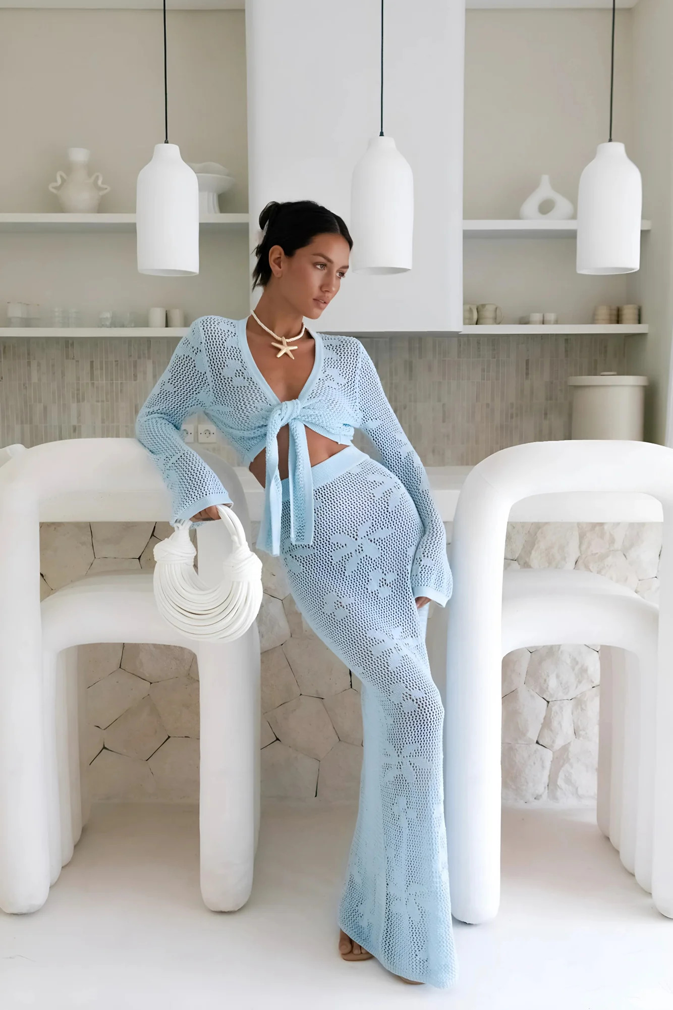 Terra Crochet Maxi Skirt Blue | Hello Molly (US)