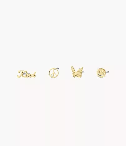 La La Land Gold-Tone Stainless Steel Stud Earrings Set | Fossil (US)