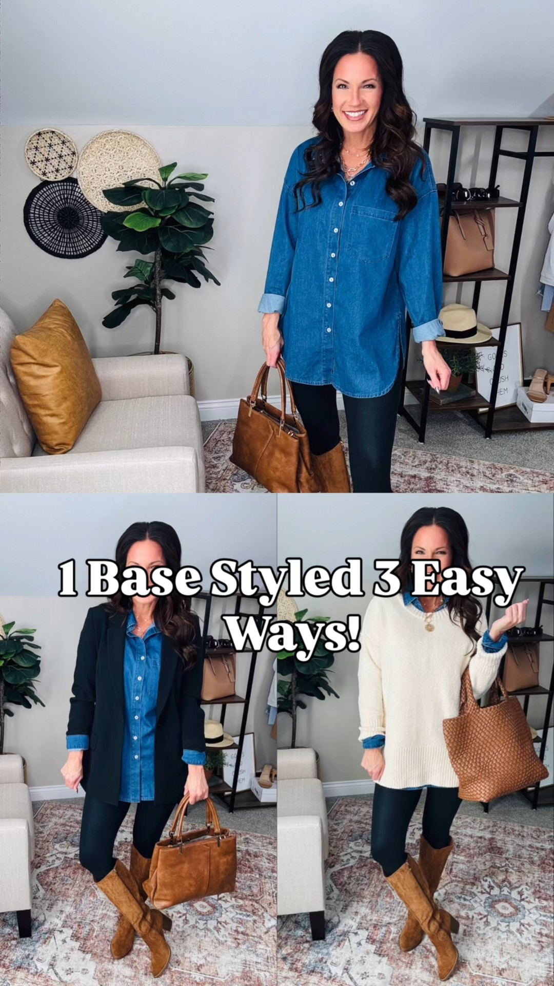 Classic comfortable look for winter and early spring!

5'3/129lbs/34D- med bra // small chambray top // XS Drop blazer // small leggings // exact sweater is OOS so linked similar I love // boots TTS but size up 1/2 if between or wear thick socks

#LTKShoeCrush #LTKStyleTip #LTKFindsUnder100

#LTKHoliday #LTKFindsUnder50 #LTKShoeCrush