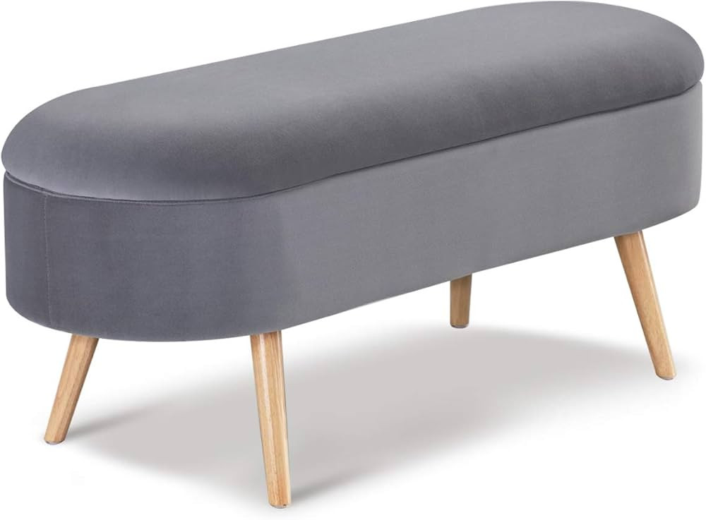 harmati Velvet Storage Bench for Bedroom - Grey End of Bed Bench Ottoman with Storage, Upholstere... | Amazon (US)