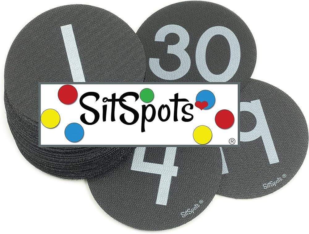 SitSpots® Numbers 1-30 Black Circle Pack (Size 4") - Floor Dots for Classroom | The Original Sit... | Amazon (US)