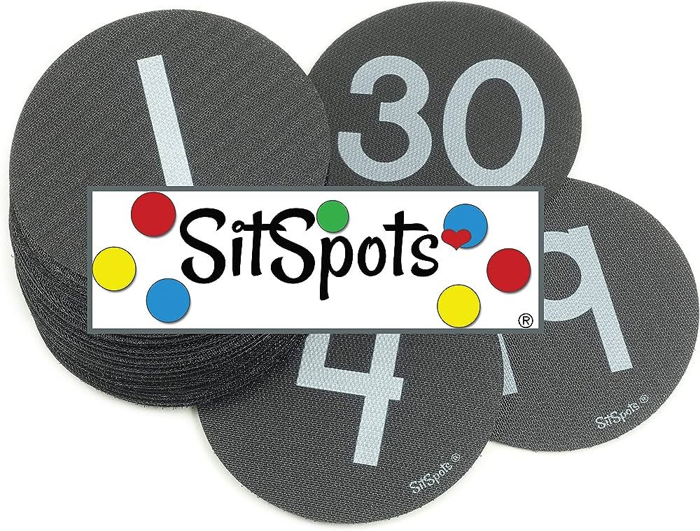 SitSpots® Numbers 1-30 Black Circle Pack (Size 4") - Floor Dots for Classroom | The Original Sit... | Amazon (US)
