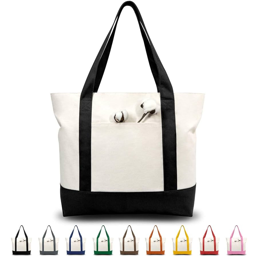 TOPDesign 1 | 3 | 6 | 30 Pack Canvas Tote Bag with an External Pocket, Reusable Grocery Shopping ... | Amazon (US)