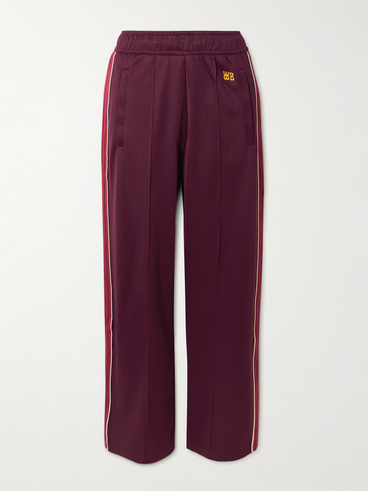 Wales Bonner - Mantra Pointelle-trimmed Jersey Straight-leg Track Pants - Burgundy | NET-A-PORTER (US)