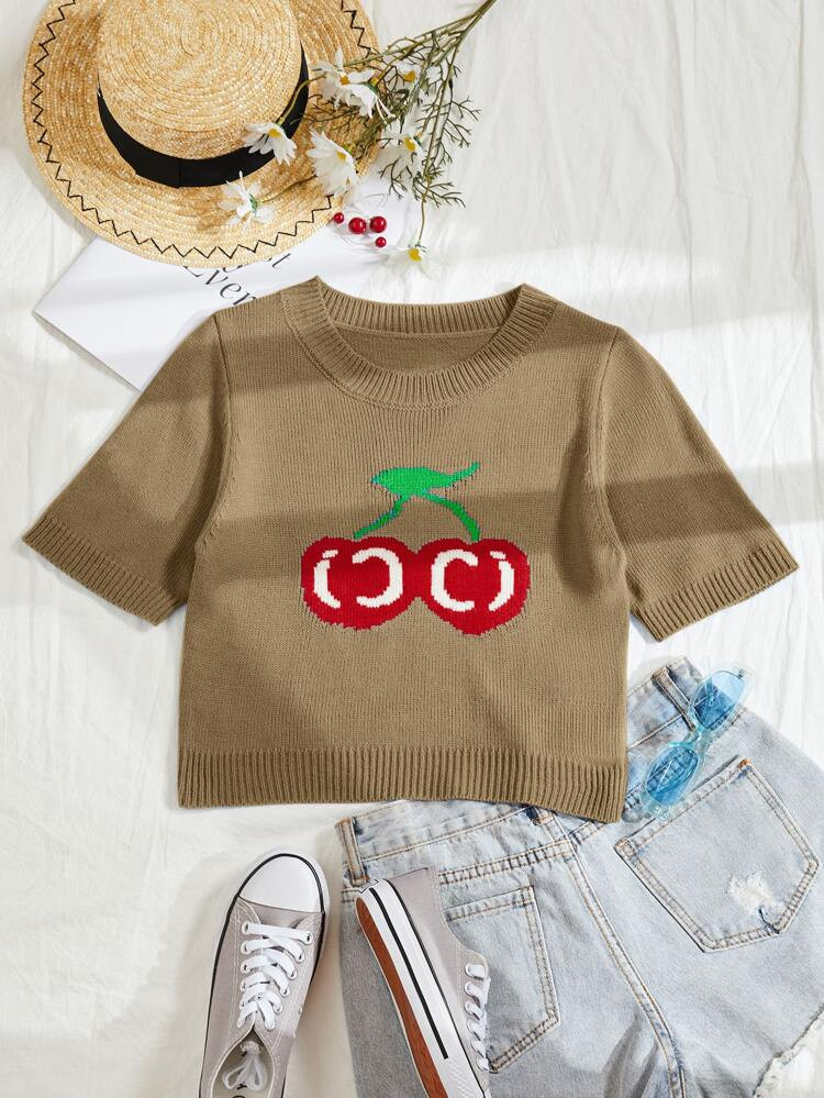 Cherry Pattern Knit Top | SHEIN