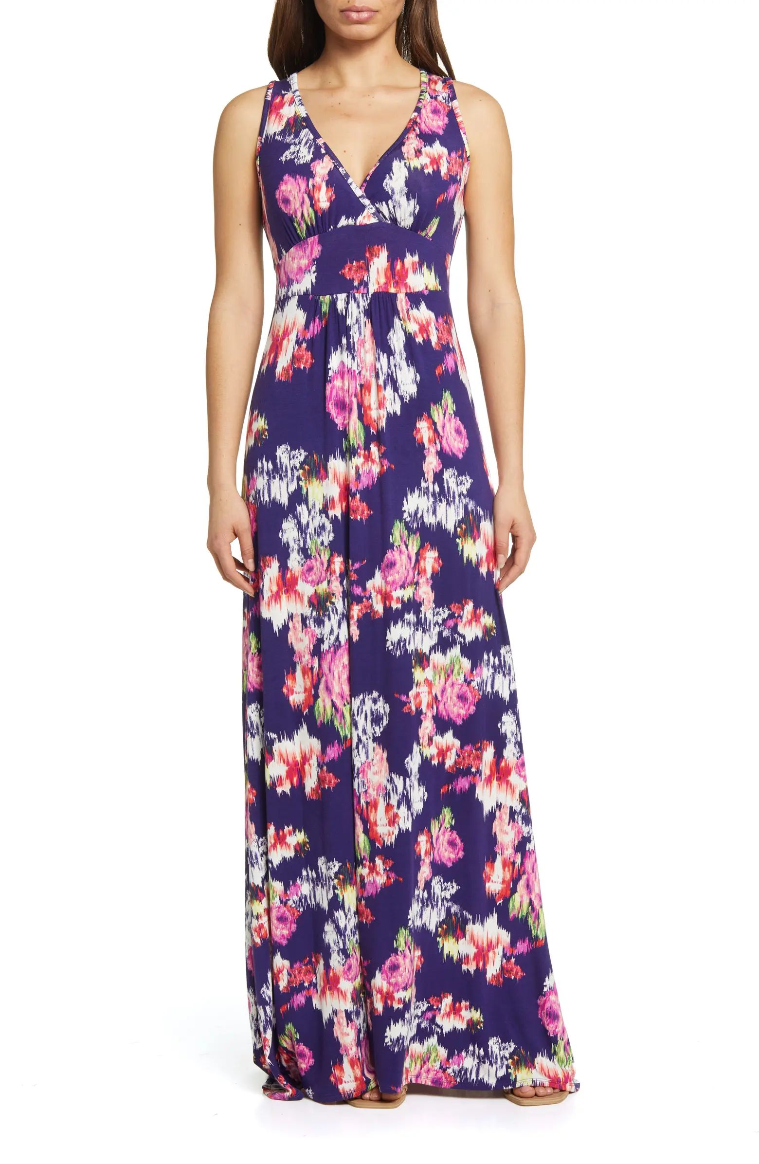 Abstract Floral Print Sleeveless Jersey Maxi Dress | Nordstrom