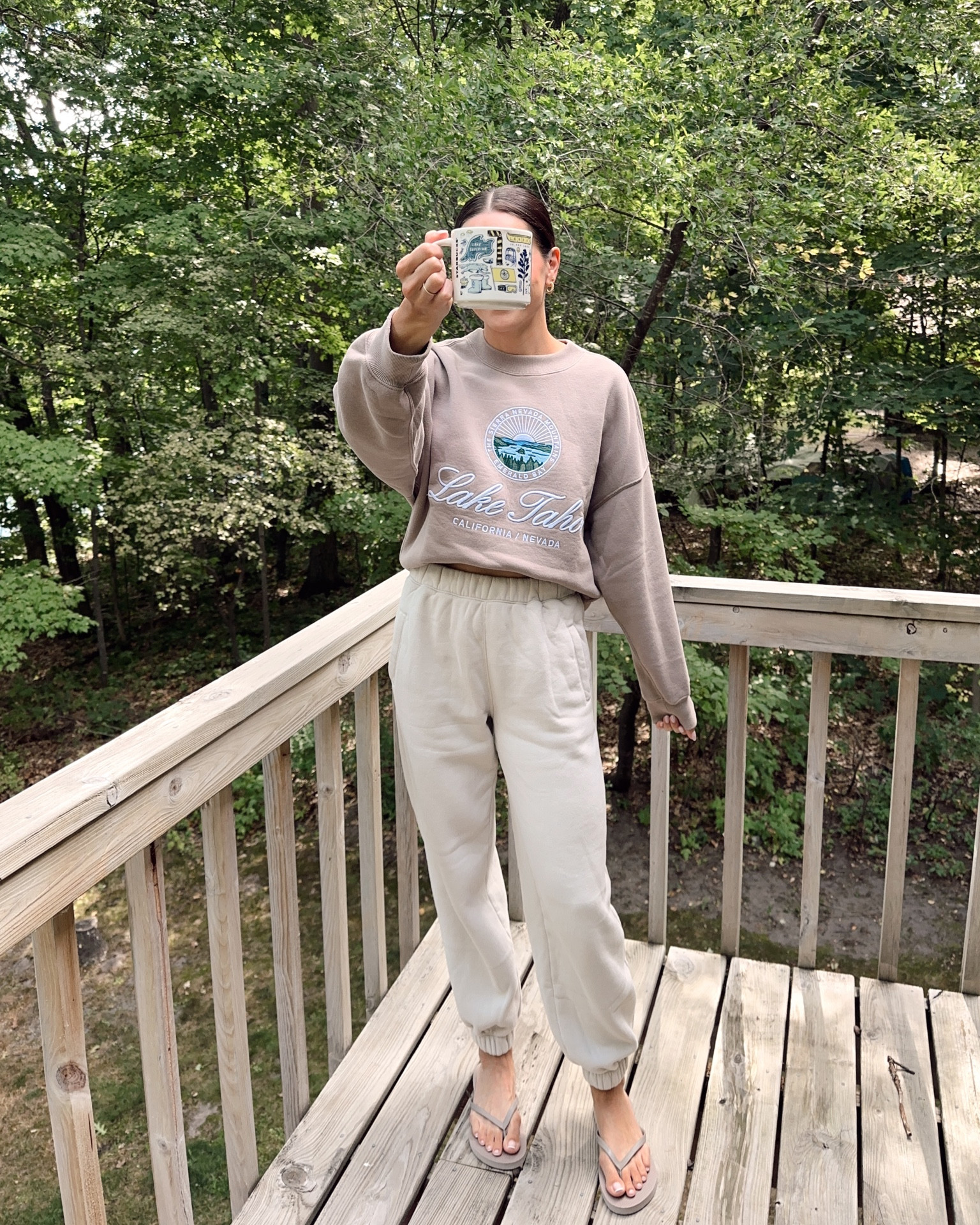 Graphic sweatshirt: sized up (M) 
Sweatpants: true to size (S) 
Flip flops: size up for half sizes 

Electric picks code TAYLOR20 

Cabin outfit, Abercrombie loungewear

#LTKFind #LTKsalealert #LTKSeasonal