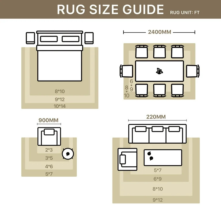 DEORAB 8x10 Ultra-thin Area Rugs for Living Room Bedroom, Machine Washable Stain Resistant Non-Sh... | Walmart (US)