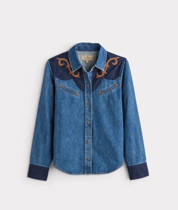 Rebekah Leather Yoke Denim Shirt | Lucchese Bootmaker