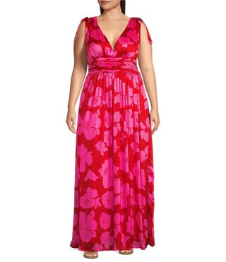 Sugarlips Plus Tropical Floral Print Pleated Maxi Dress | Dillard's | Dillard's