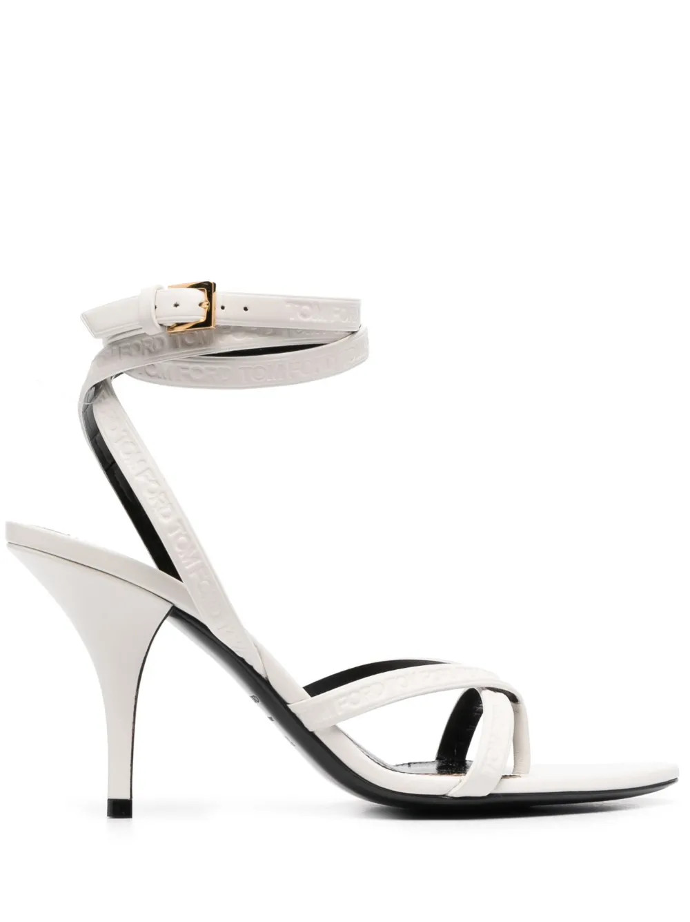 logo-embossed heeled leather sandals | Farfetch Global