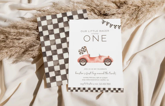 First Lap Birthday Invitation, Editable Template,  Vintage Race Car Party, Racing Invitation, Fas... | Etsy (US)